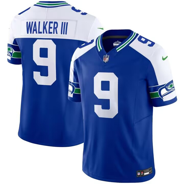 Men's Seattle Seahawks #9 Kenneth Walker III Royal Throwback Vapor Limited Stitched Football Jersey